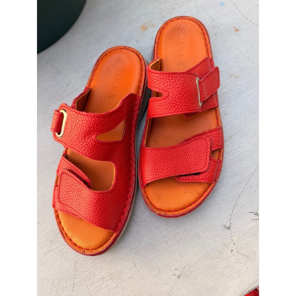 Maxim‎ Sienna Red Leather Adjustable Strap Flat Sandals EU 39 US Womens 8.5 - Picture 3 of 6